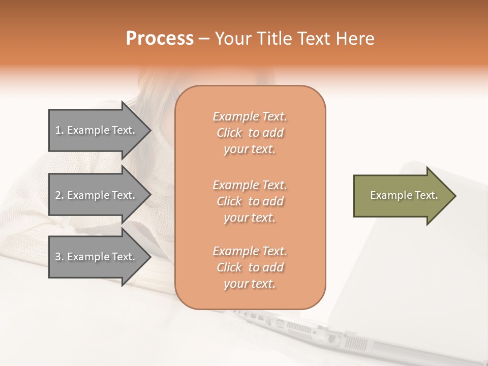 A Woman Sitting At A Table With A Laptop Computer PowerPoint Template