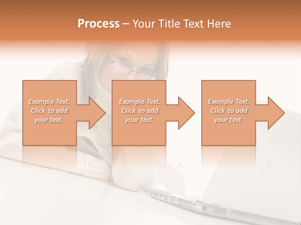 A Woman Sitting At A Table With A Laptop Computer PowerPoint Template