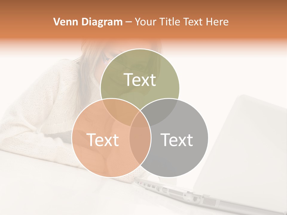 A Woman Sitting At A Table With A Laptop Computer PowerPoint Template