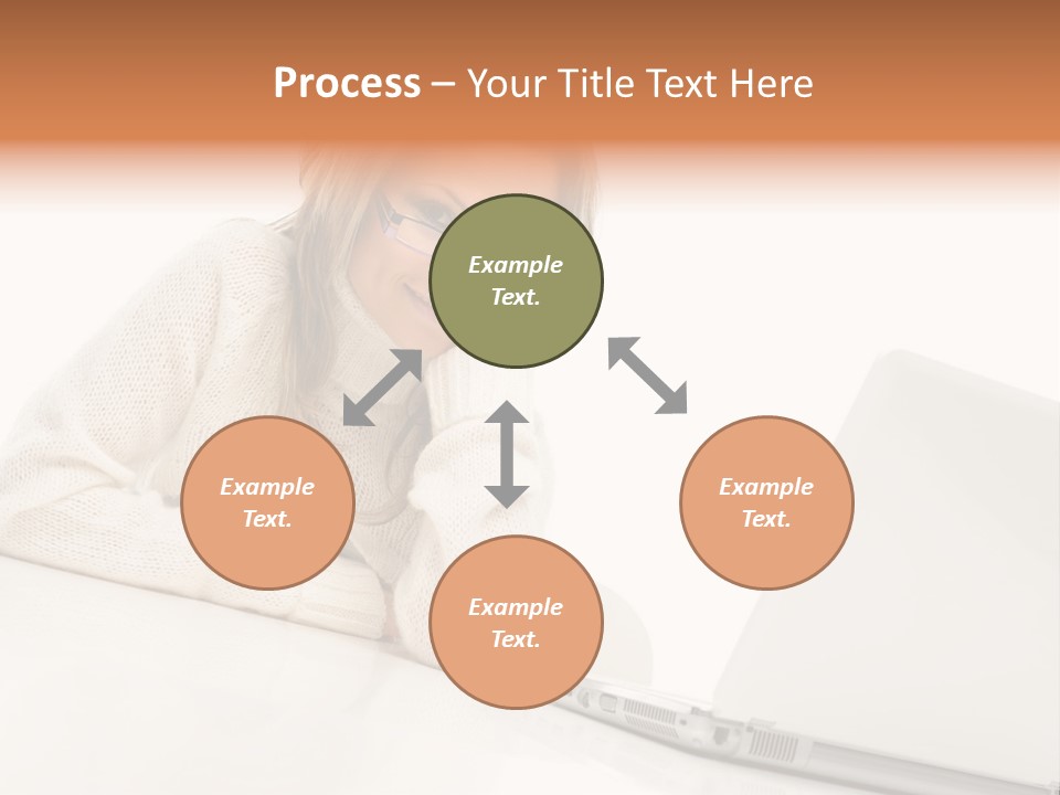 A Woman Sitting At A Table With A Laptop Computer PowerPoint Template