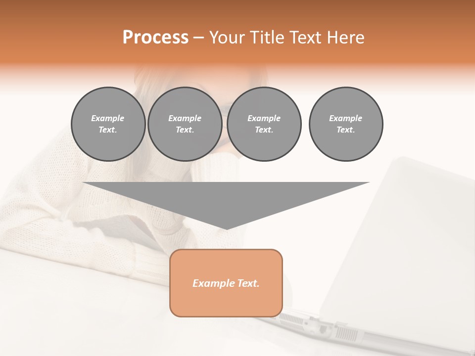 A Woman Sitting At A Table With A Laptop Computer PowerPoint Template