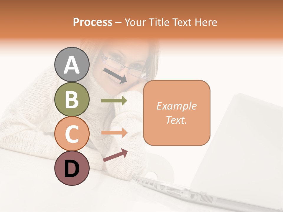 A Woman Sitting At A Table With A Laptop Computer PowerPoint Template