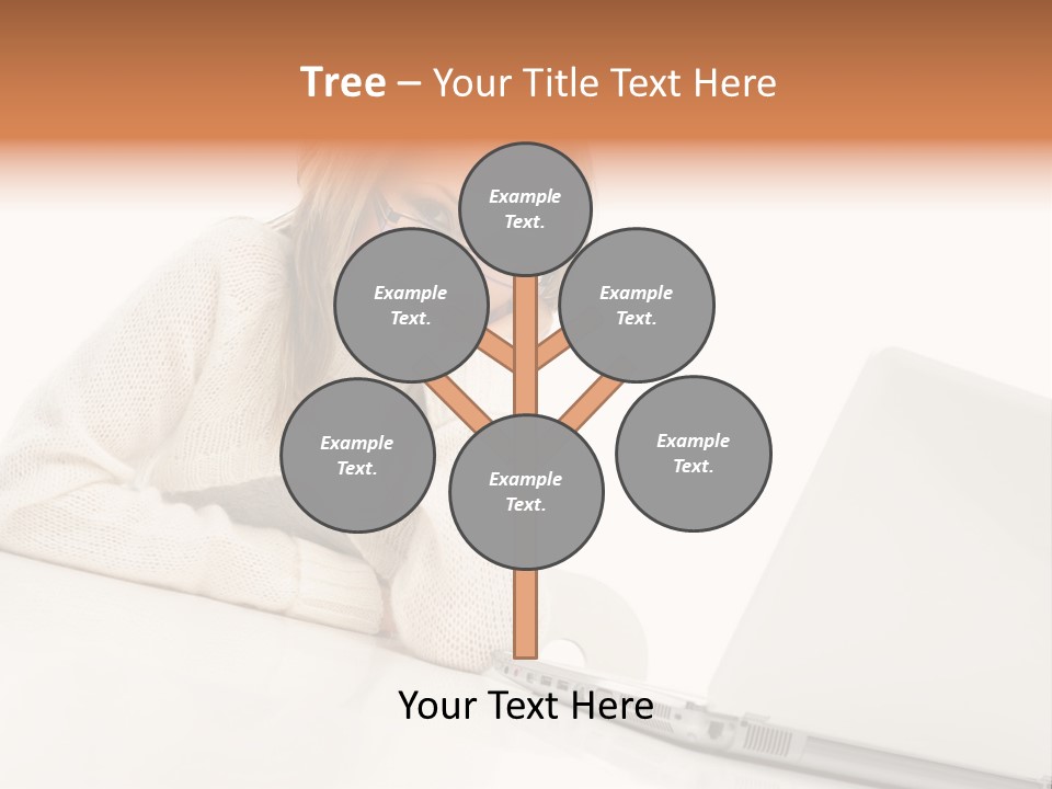 A Woman Sitting At A Table With A Laptop Computer PowerPoint Template