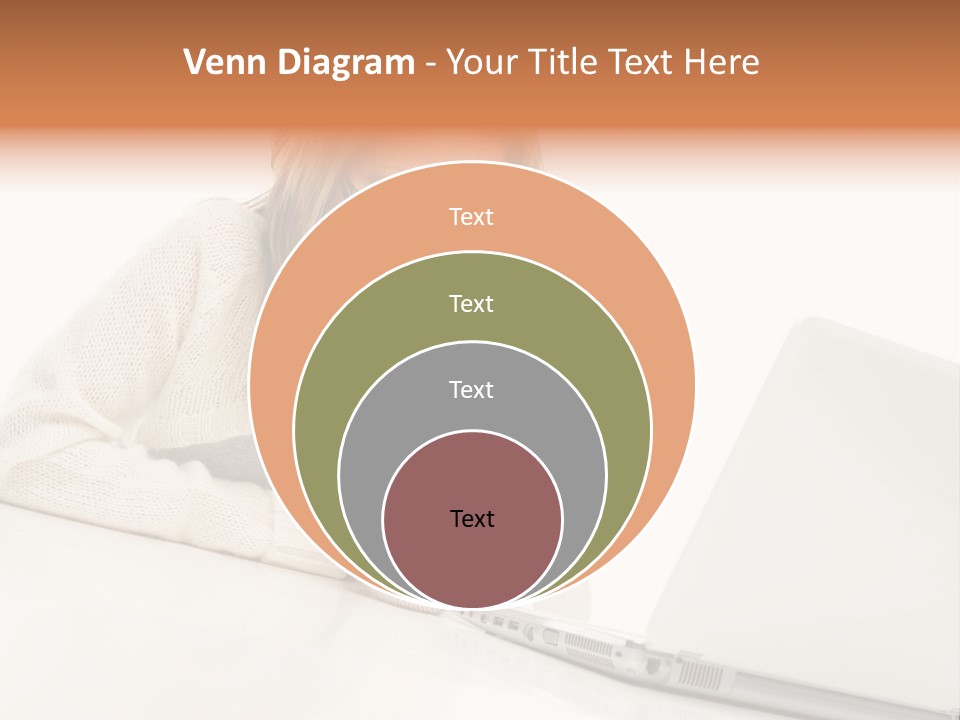 A Woman Sitting At A Table With A Laptop Computer PowerPoint Template