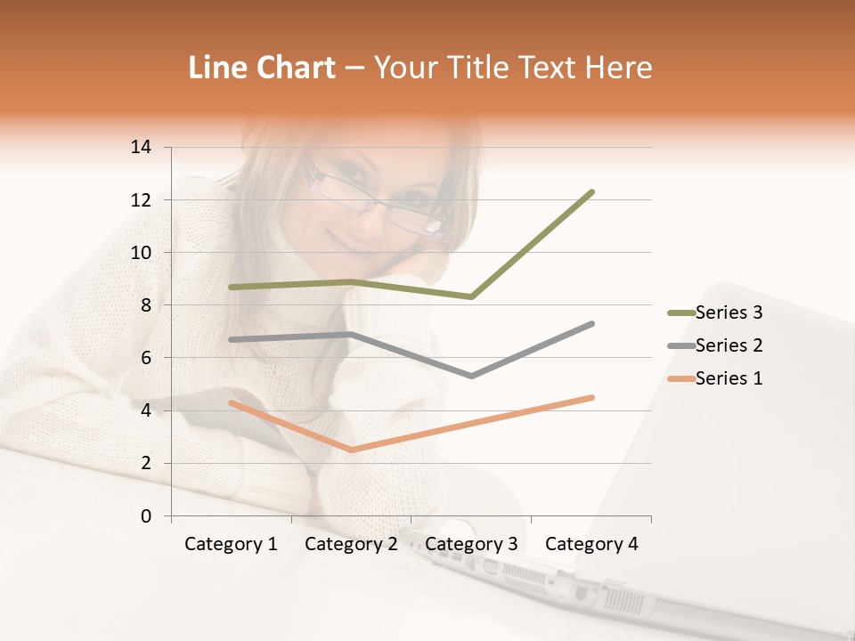A Woman Sitting At A Table With A Laptop Computer PowerPoint Template