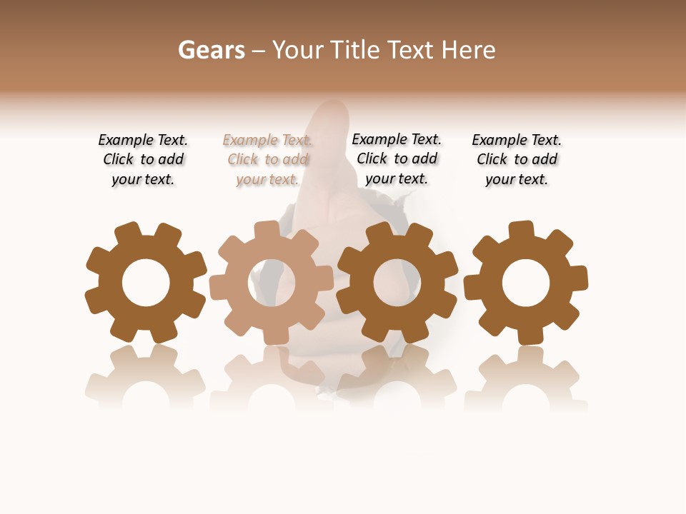 Thumbs Up Success Hand Breaking Through White Wall PowerPoint Template