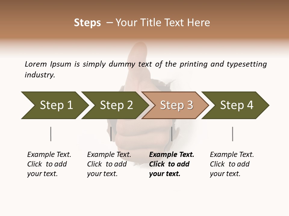 Thumbs Up Success Hand Breaking Through White Wall PowerPoint Template
