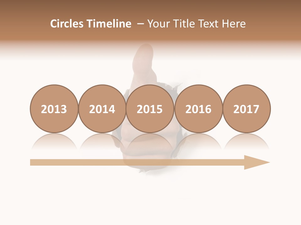 Thumbs Up Success Hand Breaking Through White Wall PowerPoint Template