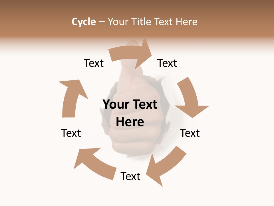 Thumbs Up Success Hand Breaking Through White Wall PowerPoint Template