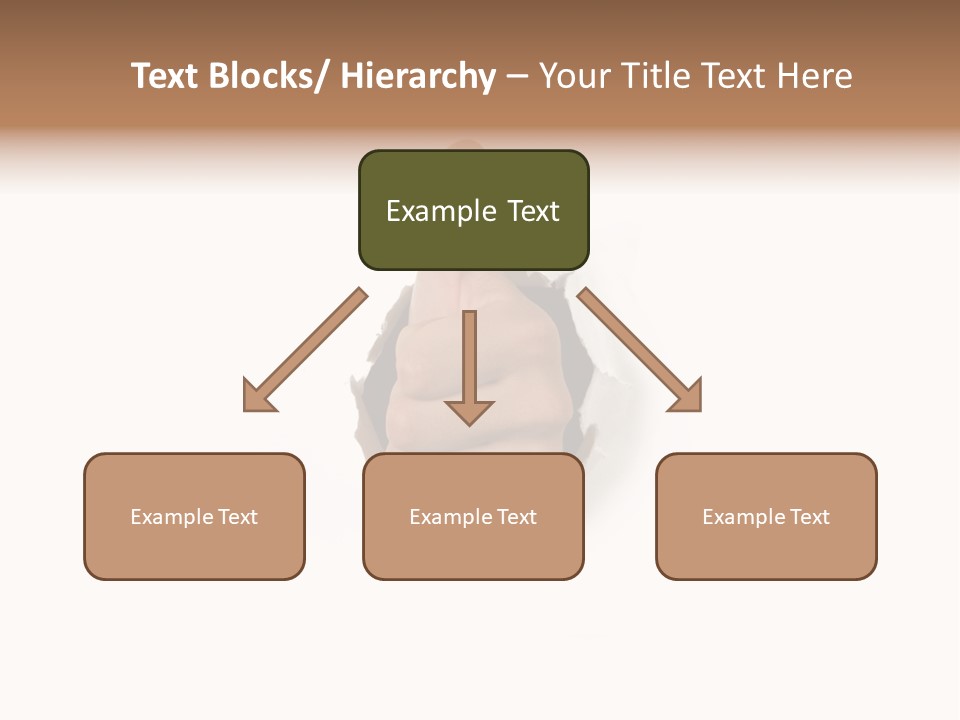 Thumbs Up Success Hand Breaking Through White Wall PowerPoint Template