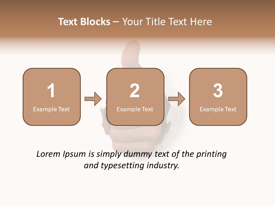 Thumbs Up Success Hand Breaking Through White Wall PowerPoint Template