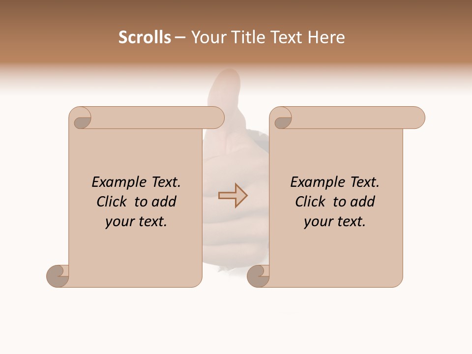 Thumbs Up Success Hand Breaking Through White Wall PowerPoint Template