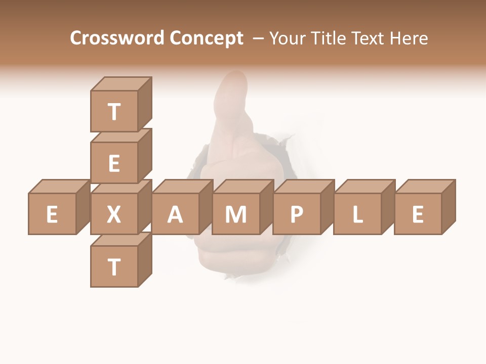 Thumbs Up Success Hand Breaking Through White Wall PowerPoint Template