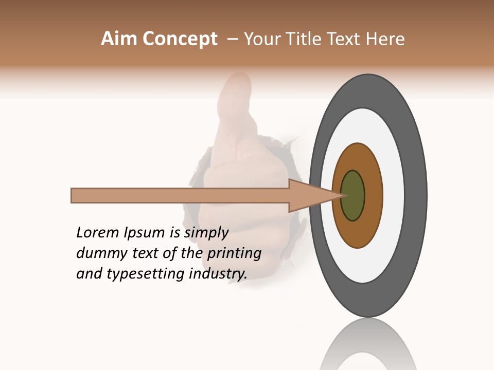 Thumbs Up Success Hand Breaking Through White Wall PowerPoint Template