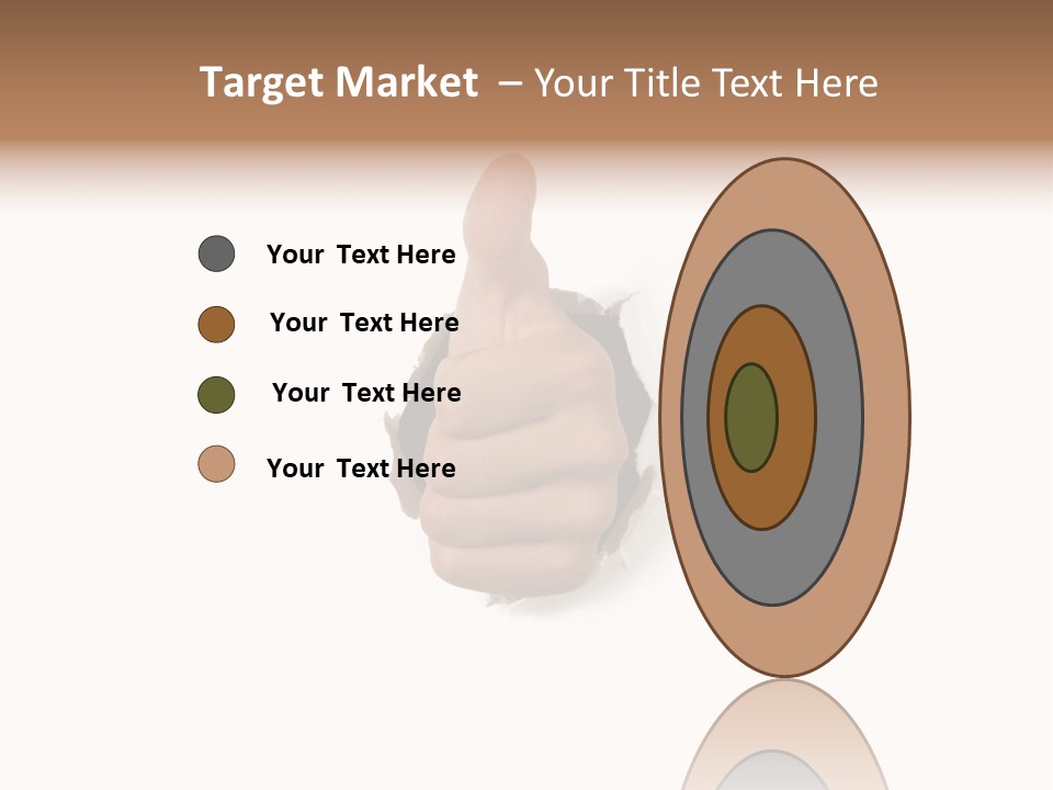 Thumbs Up Success Hand Breaking Through White Wall PowerPoint Template