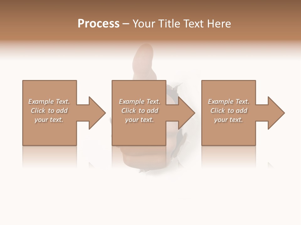 Thumbs Up Success Hand Breaking Through White Wall PowerPoint Template