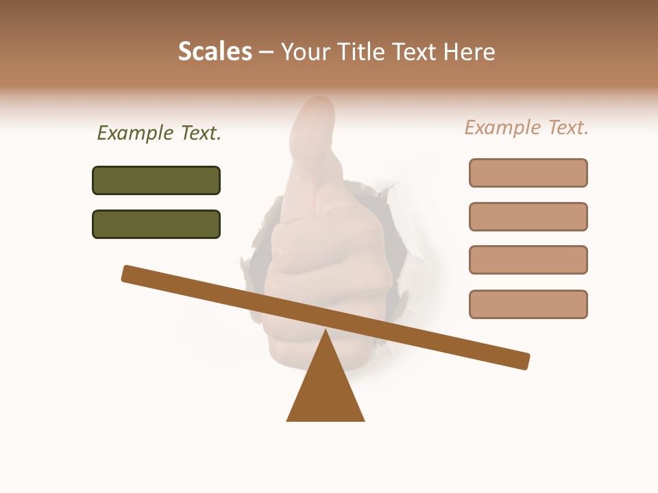 Thumbs Up Success Hand Breaking Through White Wall PowerPoint Template