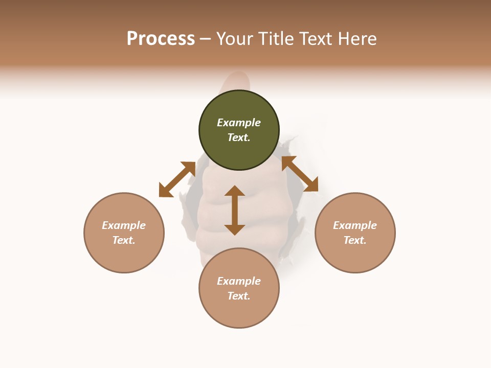 Thumbs Up Success Hand Breaking Through White Wall PowerPoint Template