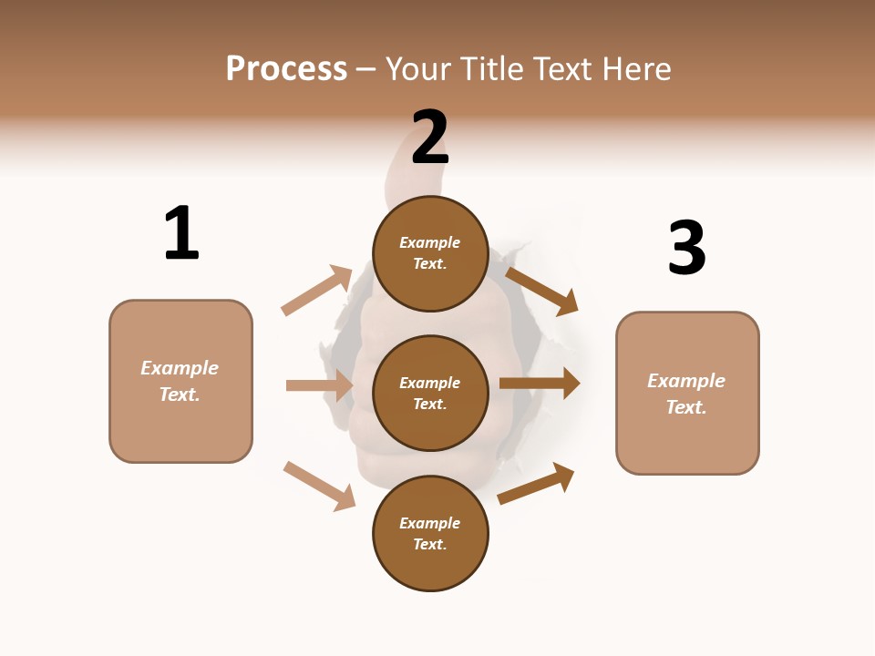 Thumbs Up Success Hand Breaking Through White Wall PowerPoint Template