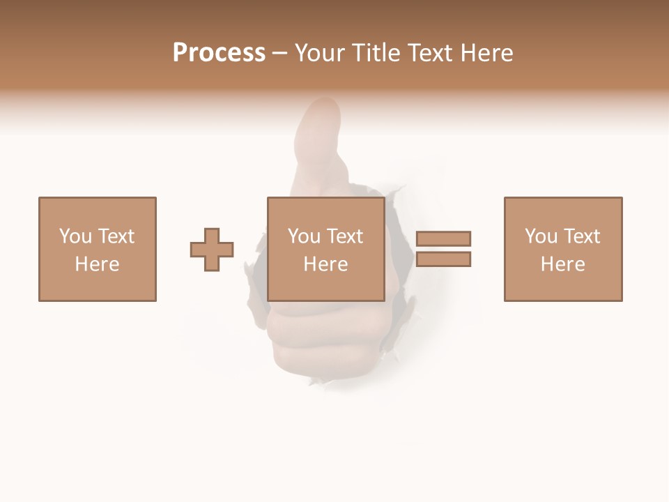 Thumbs Up Success Hand Breaking Through White Wall PowerPoint Template