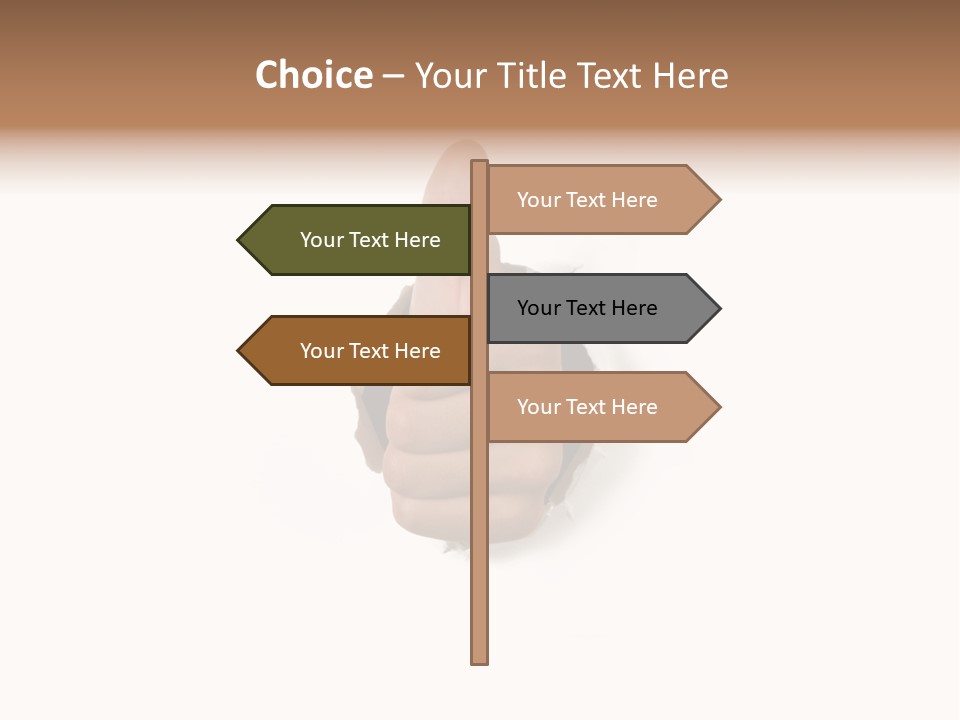 Thumbs Up Success Hand Breaking Through White Wall PowerPoint Template