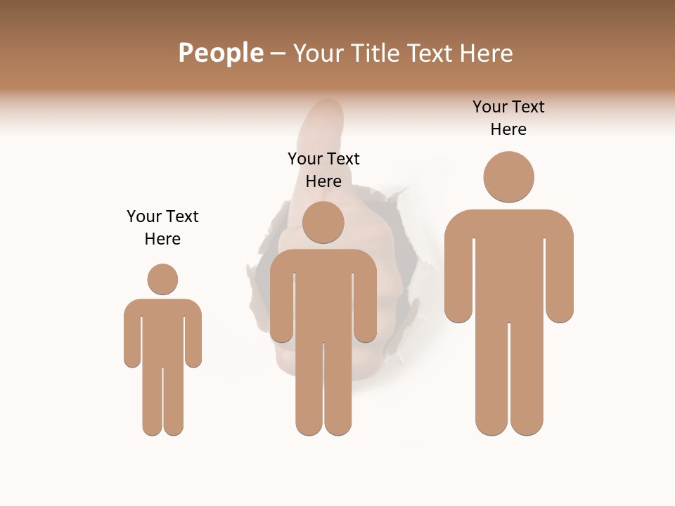 Thumbs Up Success Hand Breaking Through White Wall PowerPoint Template