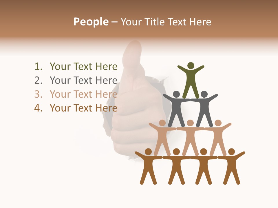 Thumbs Up Success Hand Breaking Through White Wall PowerPoint Template