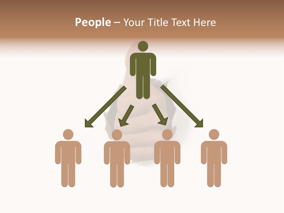 Thumbs Up Success Hand Breaking Through White Wall PowerPoint Template