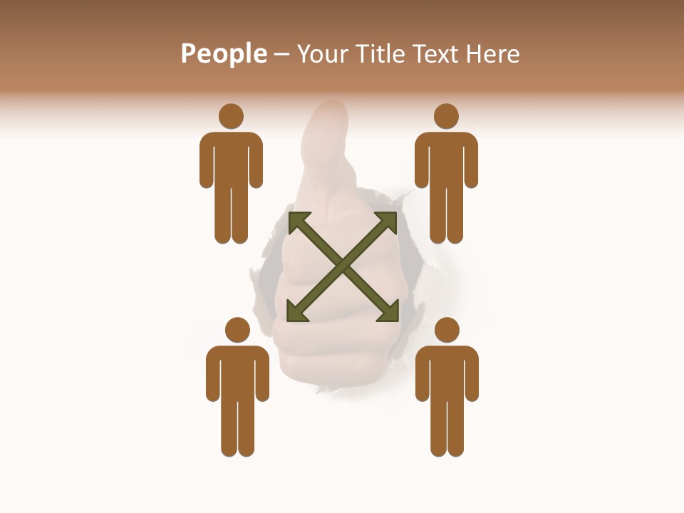 Thumbs Up Success Hand Breaking Through White Wall PowerPoint Template