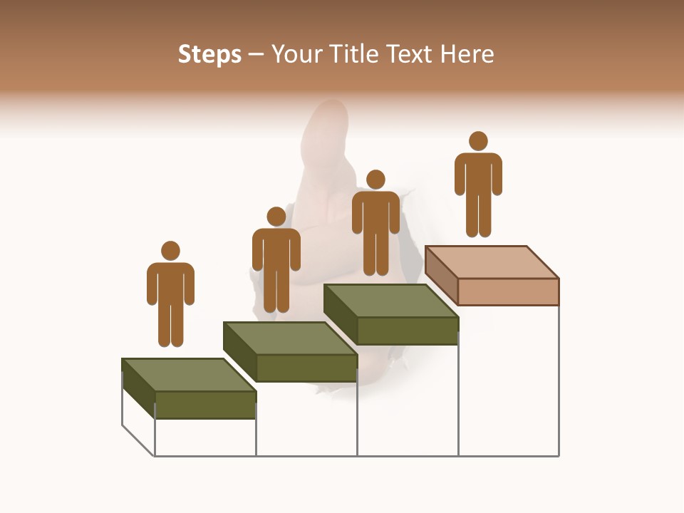 Thumbs Up Success Hand Breaking Through White Wall PowerPoint Template