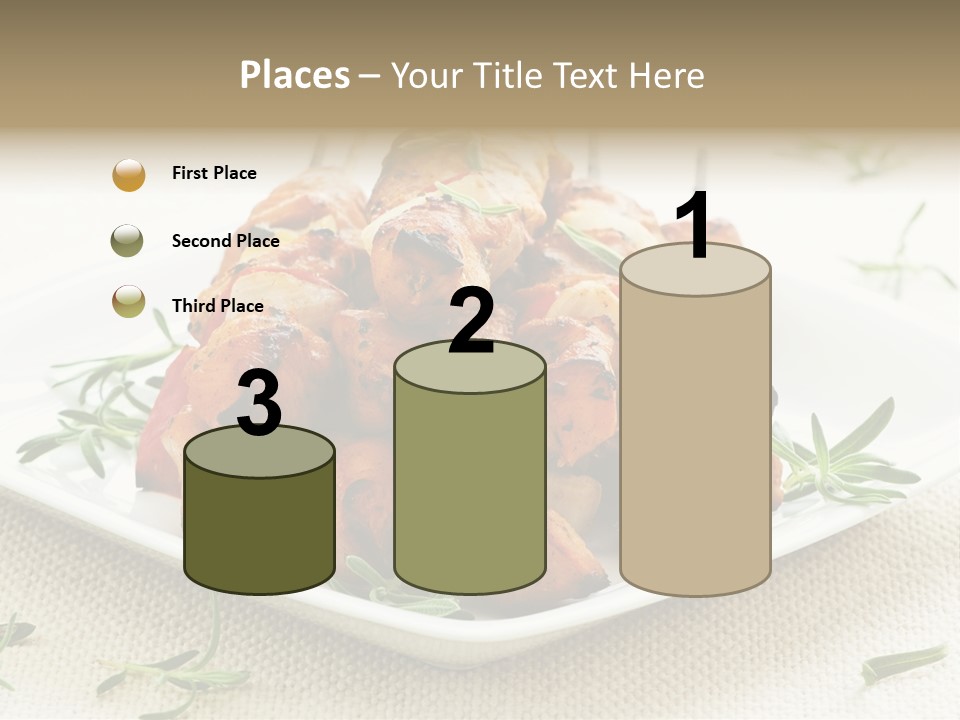 Pile Of Barbecued Chicken Kebab Appetizers On A Plate PowerPoint Template