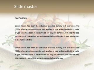 Pile Of Barbecued Chicken Kebab Appetizers On A Plate PowerPoint Template