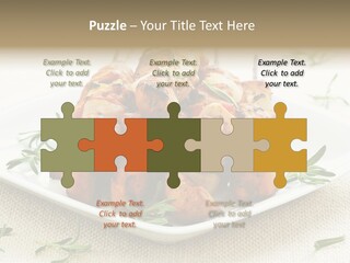 Pile Of Barbecued Chicken Kebab Appetizers On A Plate PowerPoint Template