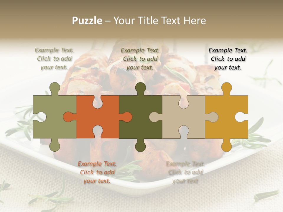 Pile Of Barbecued Chicken Kebab Appetizers On A Plate PowerPoint Template