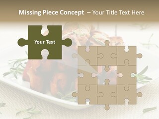 Pile Of Barbecued Chicken Kebab Appetizers On A Plate PowerPoint Template