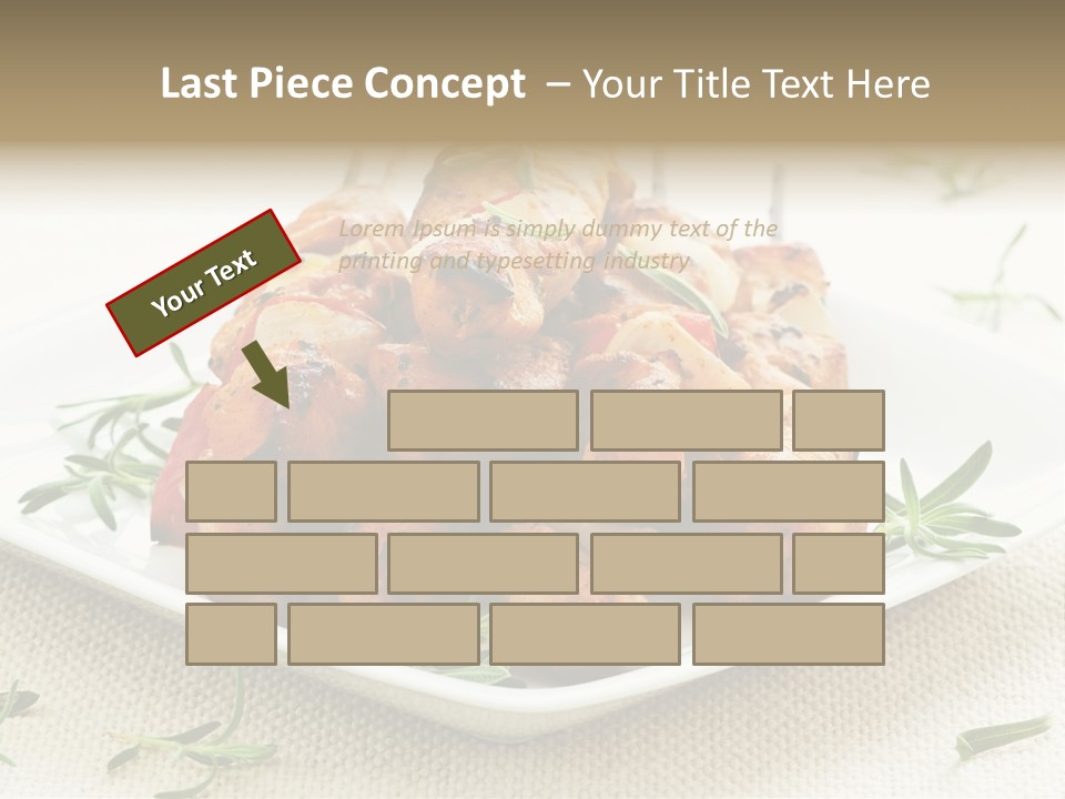Pile Of Barbecued Chicken Kebab Appetizers On A Plate PowerPoint Template