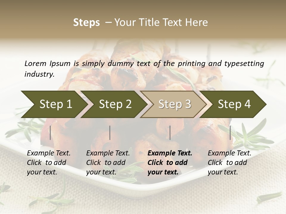 Pile Of Barbecued Chicken Kebab Appetizers On A Plate PowerPoint Template