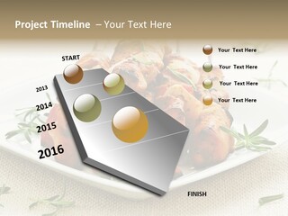 Pile Of Barbecued Chicken Kebab Appetizers On A Plate PowerPoint Template