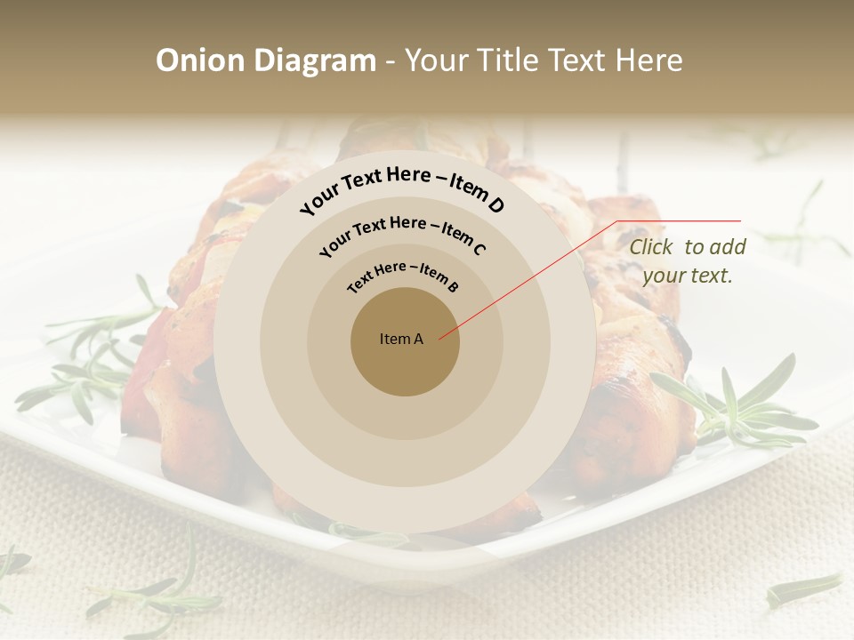 Pile Of Barbecued Chicken Kebab Appetizers On A Plate PowerPoint Template