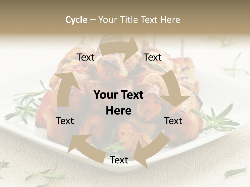 Pile Of Barbecued Chicken Kebab Appetizers On A Plate PowerPoint Template