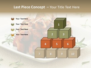 Pile Of Barbecued Chicken Kebab Appetizers On A Plate PowerPoint Template
