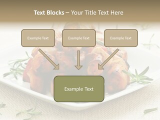 Pile Of Barbecued Chicken Kebab Appetizers On A Plate PowerPoint Template