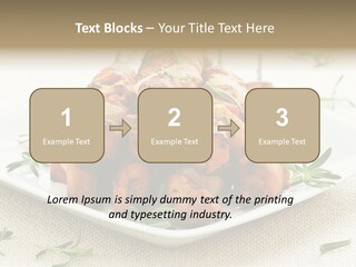 Pile Of Barbecued Chicken Kebab Appetizers On A Plate PowerPoint Template