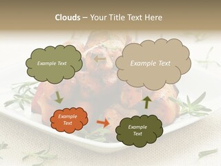 Pile Of Barbecued Chicken Kebab Appetizers On A Plate PowerPoint Template