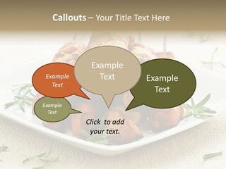 Pile Of Barbecued Chicken Kebab Appetizers On A Plate PowerPoint Template