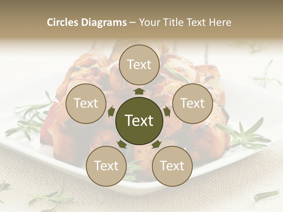 Pile Of Barbecued Chicken Kebab Appetizers On A Plate PowerPoint Template