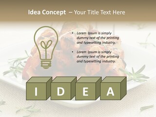 Pile Of Barbecued Chicken Kebab Appetizers On A Plate PowerPoint Template
