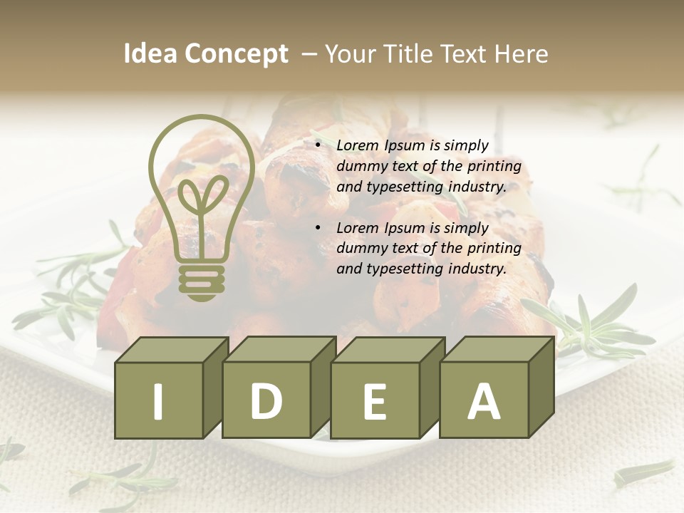 Pile Of Barbecued Chicken Kebab Appetizers On A Plate PowerPoint Template