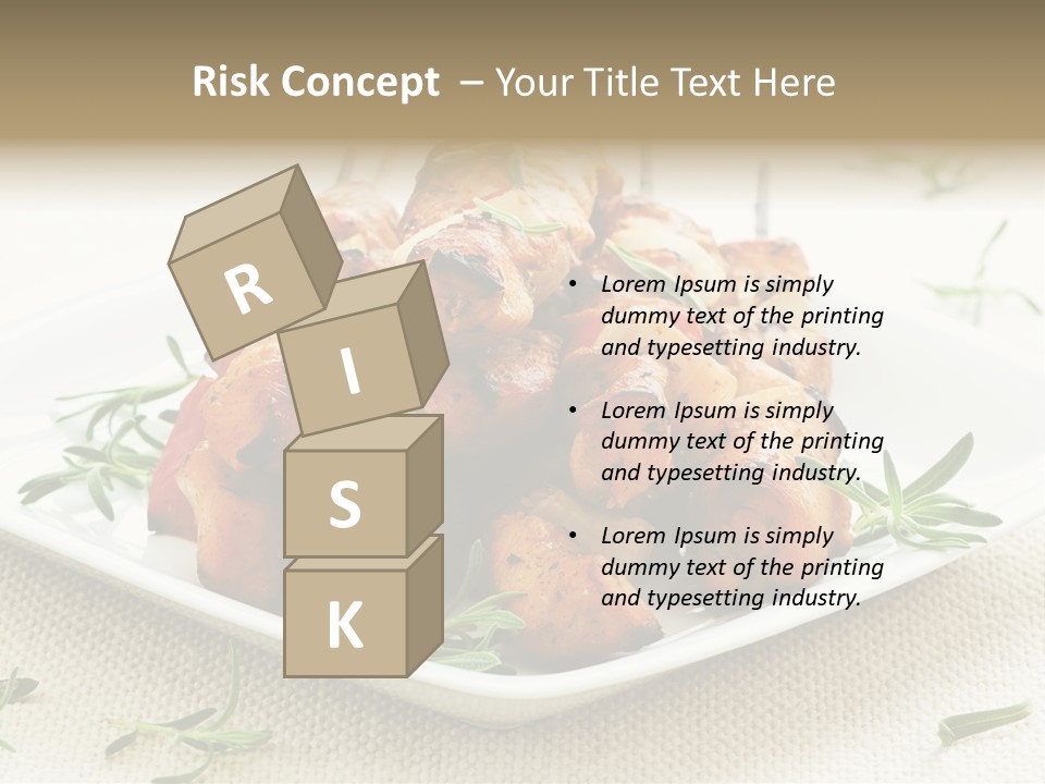 Pile Of Barbecued Chicken Kebab Appetizers On A Plate PowerPoint Template