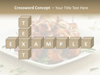 Pile Of Barbecued Chicken Kebab Appetizers On A Plate PowerPoint Template